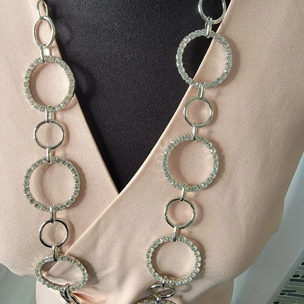 Circle Diamond Cut Chain Necklace Belt - Picture 6 of 7